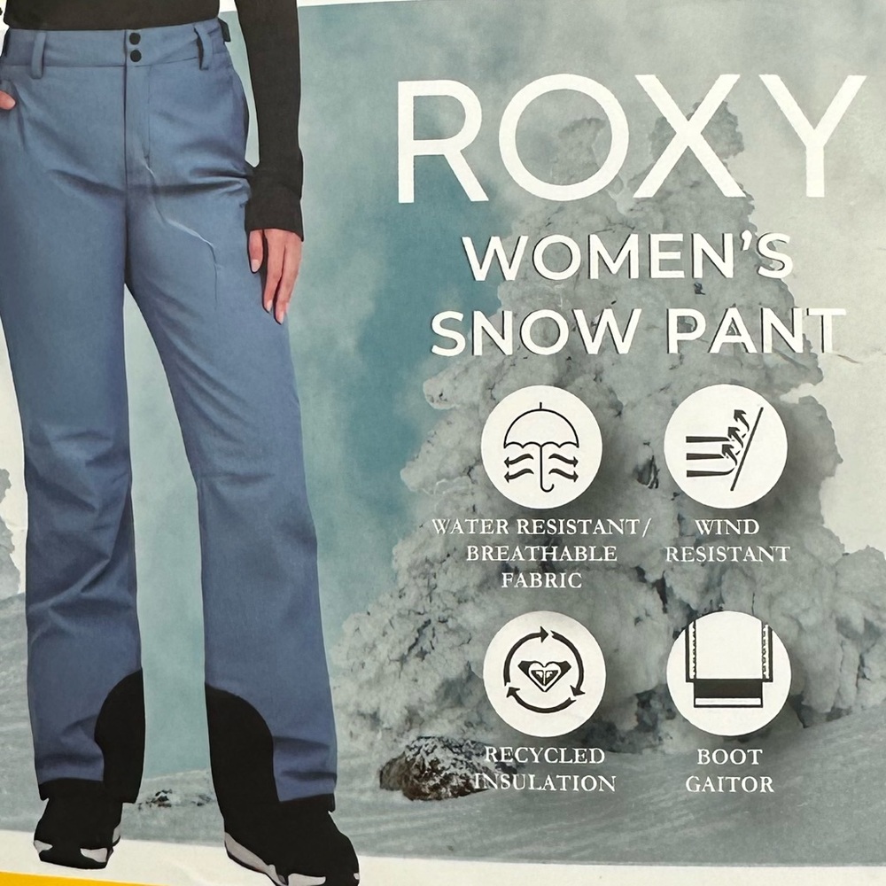 Roxy Women's Blue ski‎ Snow Pants water resistant NWOT small